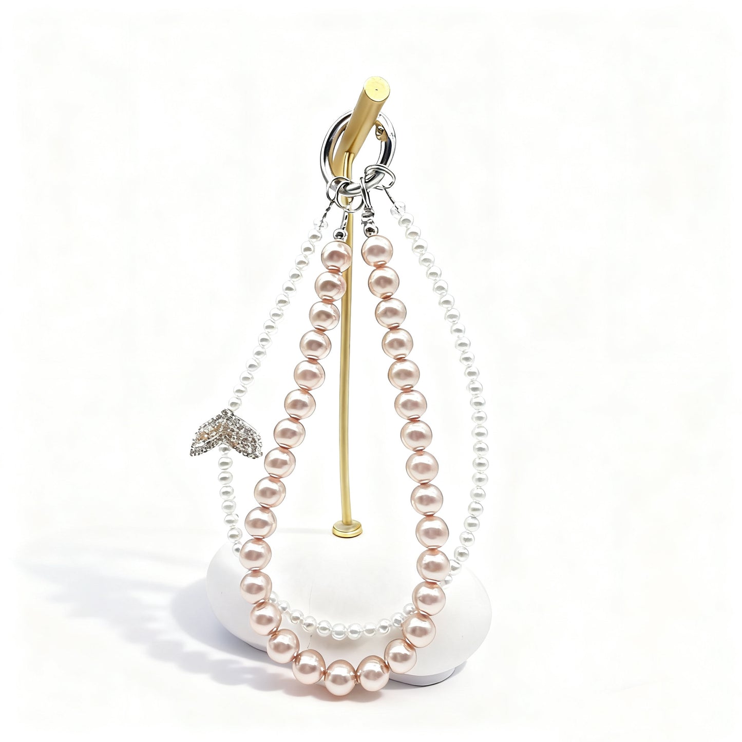 Handmade Crystal Pearl Beaded Phone Wristlet Bow, Bag Charm, Bling Crystal