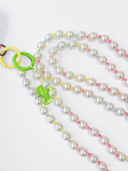 Pink Beaded Pearl Phone Strap, Trendy Phone Accessory With Heart Charm, Chic Pearl Phone Chain,cute Phone Accessory, Barbie-inspired Gift