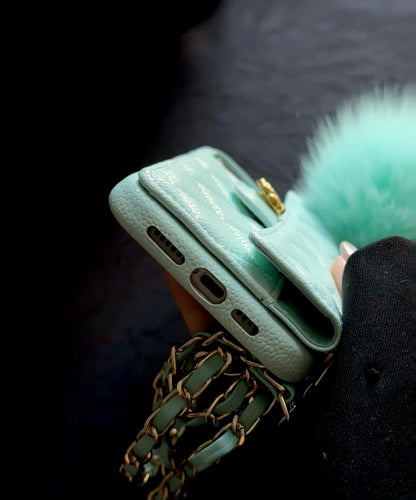 iPhone 17/16/15/14/13 Camellia Pattern Leather Case Wallet& Card Holder,Case+Detachable Lanyard