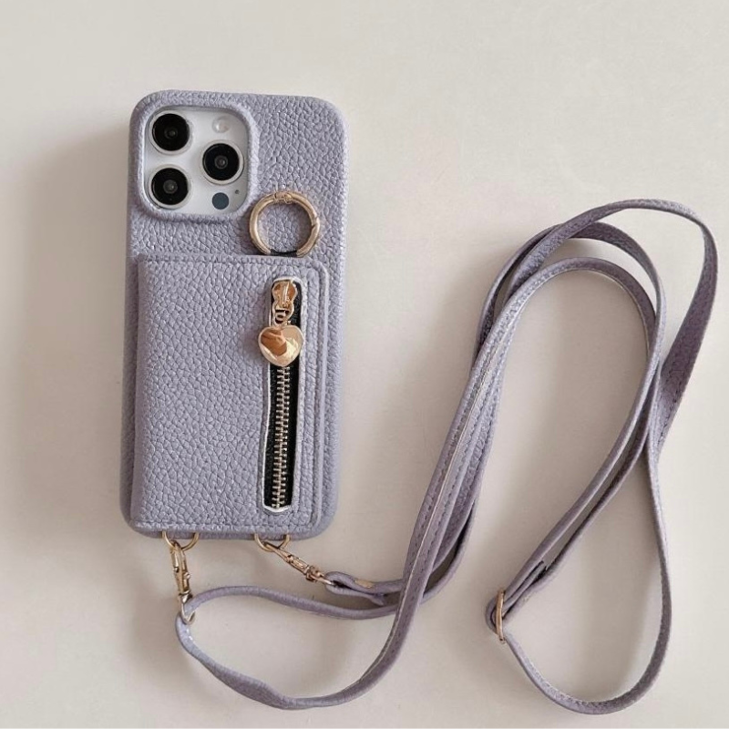 iPhone 17/16/15  Pink Purple Leather Phone Case Wallet with Card Slots and Lanyard, Multi-Slots Card Holder Pouch, Card Slots