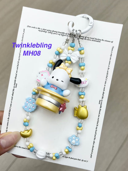 (Magic Hat Series)Handmade Sanrio Hello Kitty & Kuromi Double Chain Phone/Bag Charm