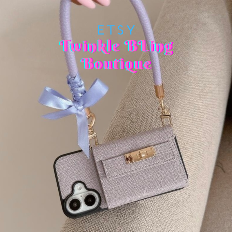 Luxury iPhone 17/16/15/14 Card Pouch Phone Case Wallet, Multi Card Slots, Handmade Phone Wallet With Lanyard & Mirror