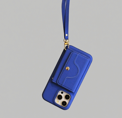 Luxury iPhone Case Wallet for iPhone 17 16 15 14 13 12 Pro Max With Credit Cards Pouch, Compact Mirror & Lanyard, Fall Winter Accessory