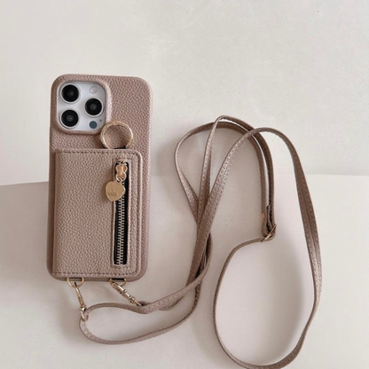 iPhone 17/16/15  Pink Purple Leather Phone Case Wallet with Card Slots and Lanyard, Multi-Slots Card Holder Pouch, Card Slots