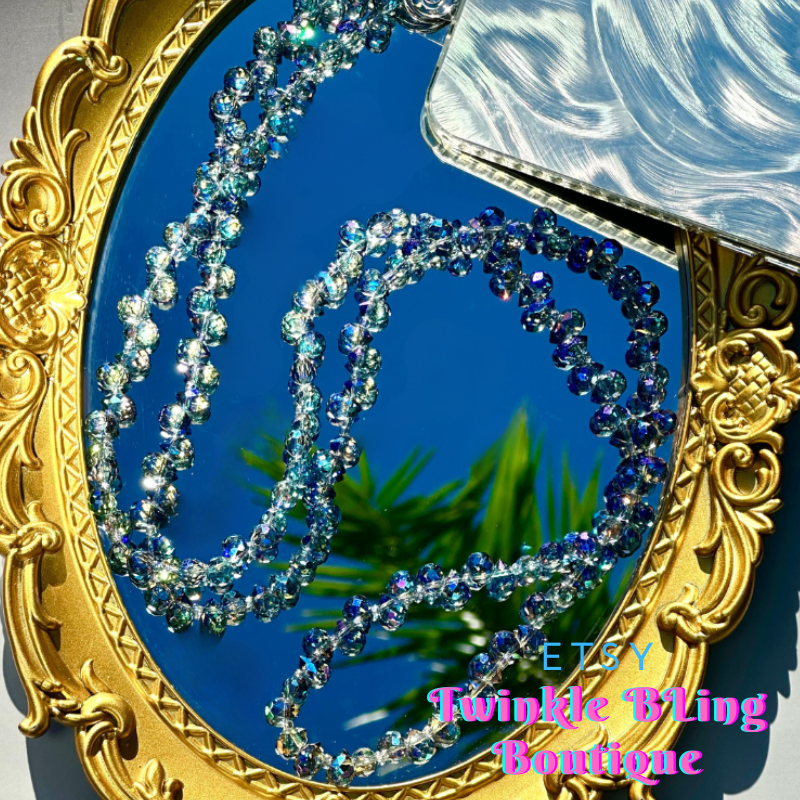 Sparkling Crystal Water Drop Phone Lanyard | 47.2in Crossbody Charm, Phone Strap,blue Ocean Color, Fashion Bag/phone Accessory, Bag Charm