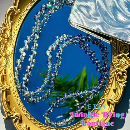 Sparkling Crystal Water Drop Phone Lanyard | 47.2in Crossbody Charm, Phone Strap,blue Ocean Color, Fashion Bag/phone Accessory, Bag Charm