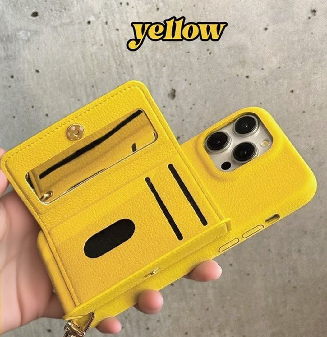 Luxury iPhone Case Wallet for iPhone 17 16 15 14 13 12 Pro Max With Credit Cards Pouch, Compact Mirror & Lanyard, Fall Winter Accessory