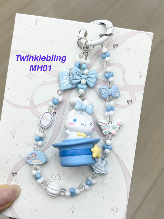 (Magic Hat Series)Handmade Sanrio Hello Kitty & Kuromi Double Chain Phone/Bag Charm