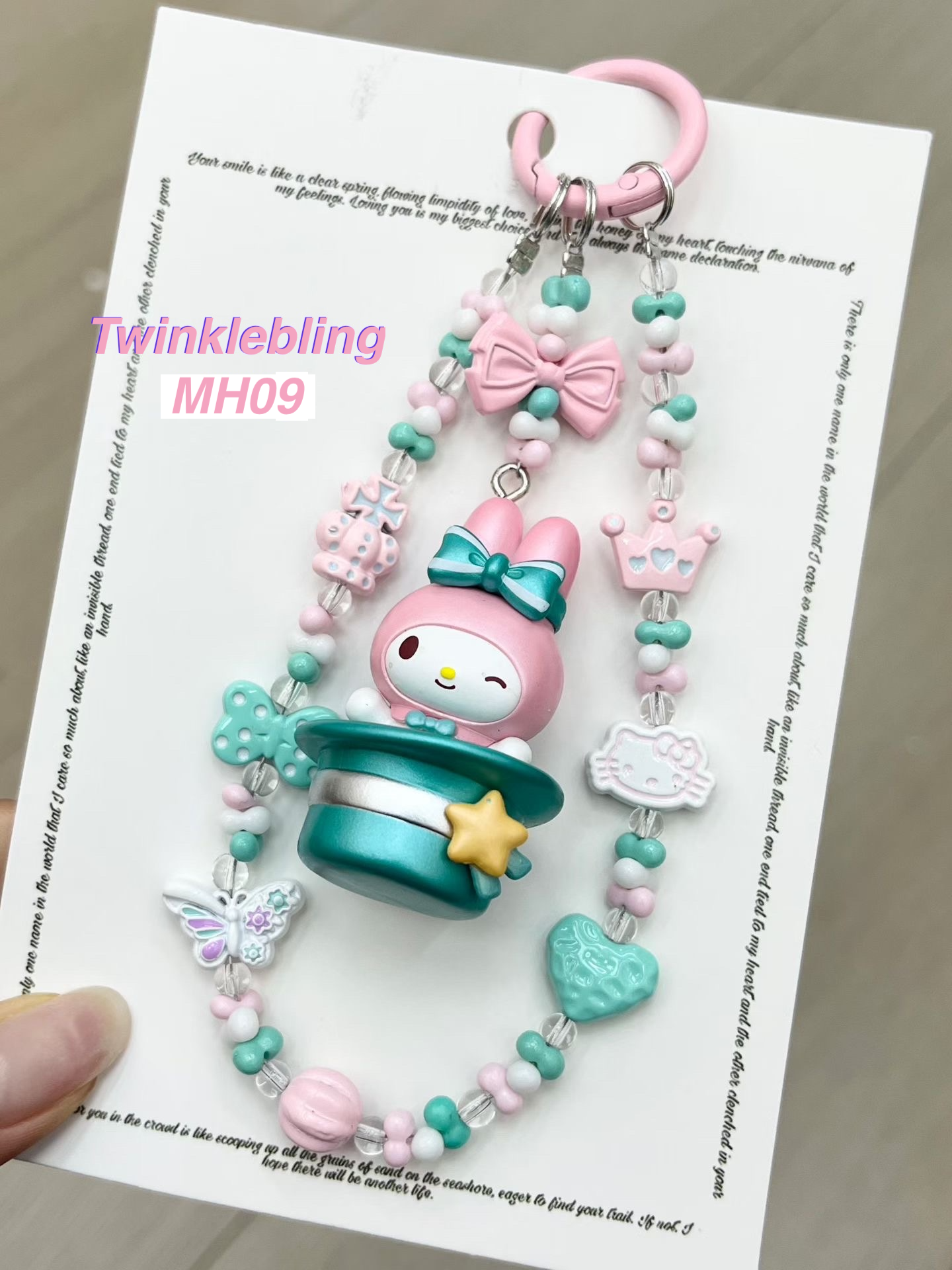 (Magic Hat Series)Handmade Sanrio Hello Kitty & Kuromi Double Chain Phone/Bag Charm