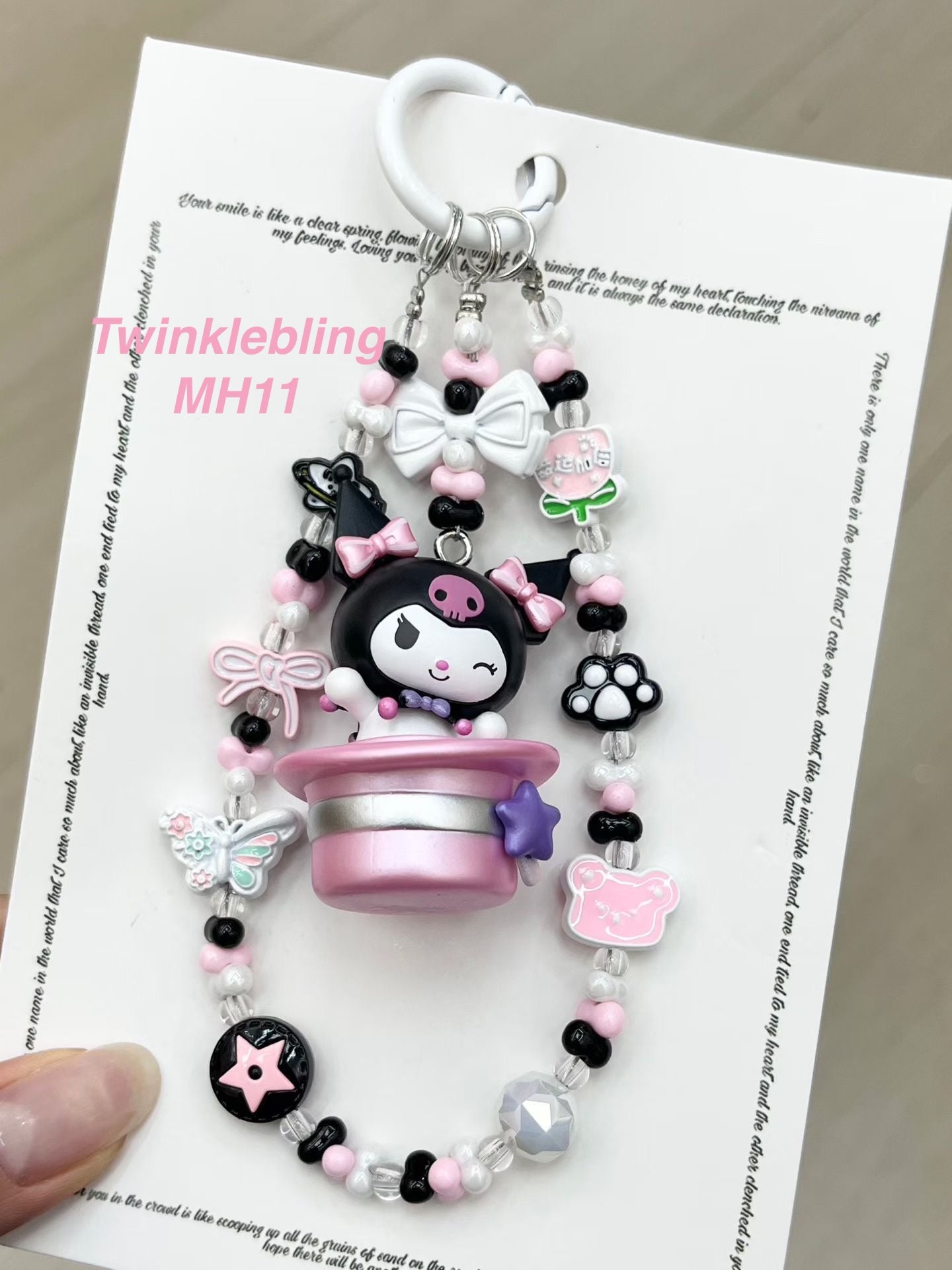 (Magic Hat Series)Handmade Sanrio Hello Kitty & Kuromi Double Chain Phone/Bag Charm