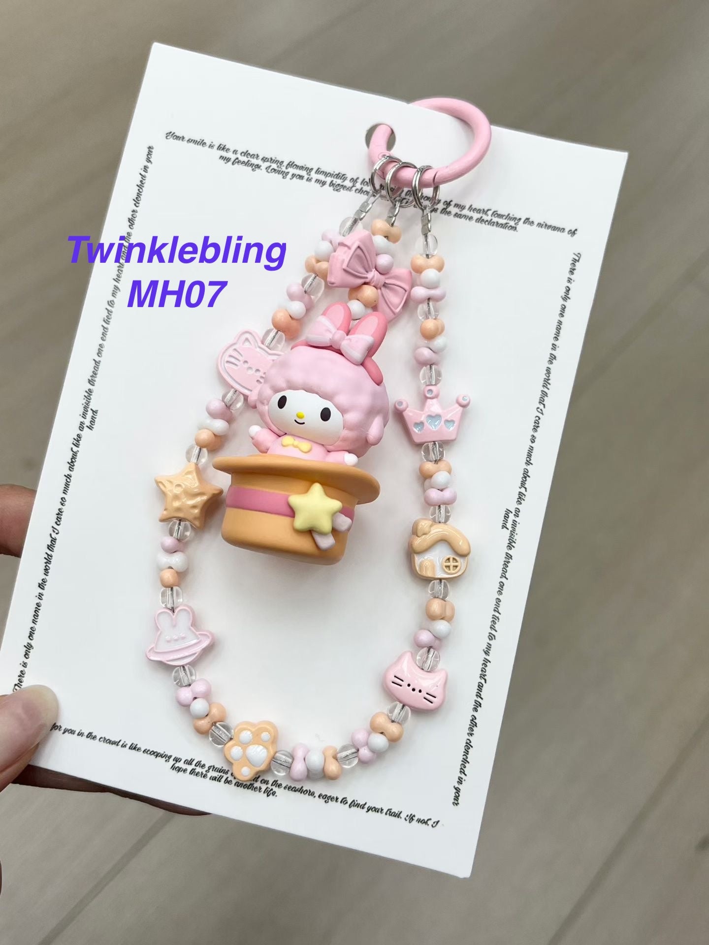 (Magic Hat Series)Handmade Sanrio Hello Kitty & Kuromi Double Chain Phone/Bag Charm