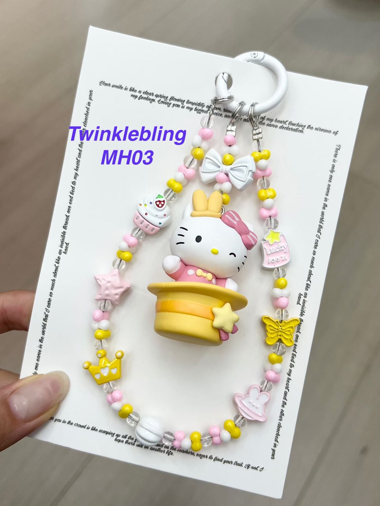 (Magic Hat Series)Handmade Sanrio Hello Kitty & Kuromi Double Chain Phone/Bag Charm