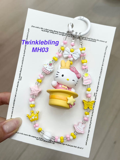 (Magic Hat Series)Handmade Sanrio Hello Kitty & Kuromi Double Chain Phone/Bag Charm