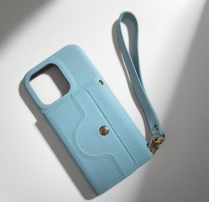 Luxury iPhone Case Wallet for iPhone 17 16 15 14 13 12 Pro Max With Credit Cards Pouch, Compact Mirror & Lanyard, Fall Winter Accessory