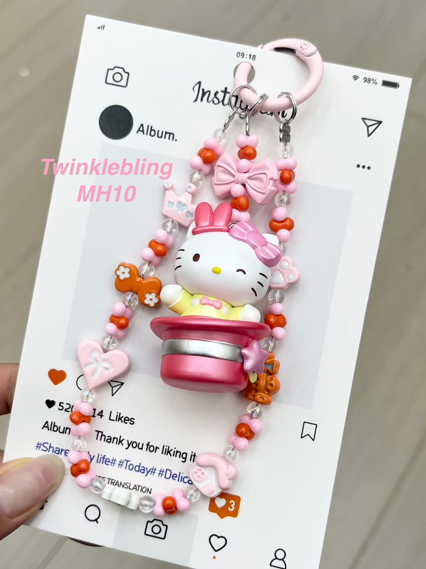 (Magic Hat Series)Handmade Sanrio Hello Kitty & Kuromi Double Chain Phone/Bag Charm