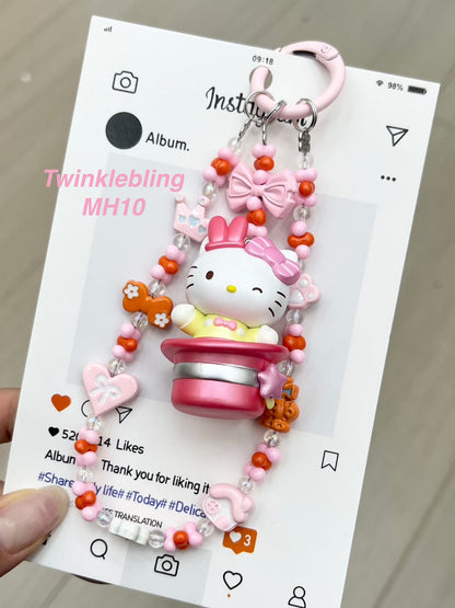 (Magic Hat Series)Handmade Sanrio Hello Kitty & Kuromi Double Chain Phone/Bag Charm