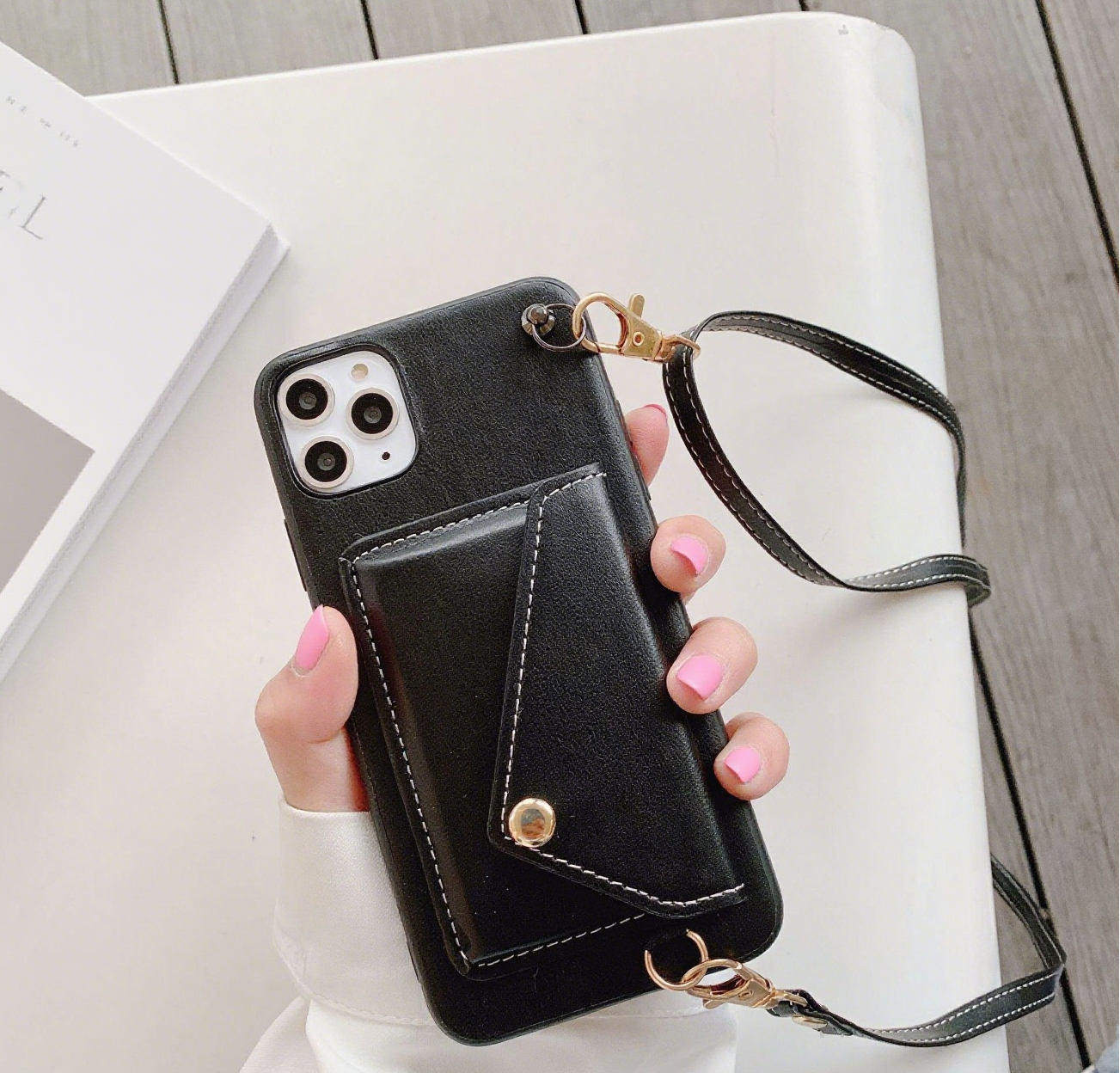 iPhone 17/16/15 iPhone Leather Case Wallet with Card Pocket and lanyard, Card Pouch, Multi-Slots Card Holder Pouch, Card Slots