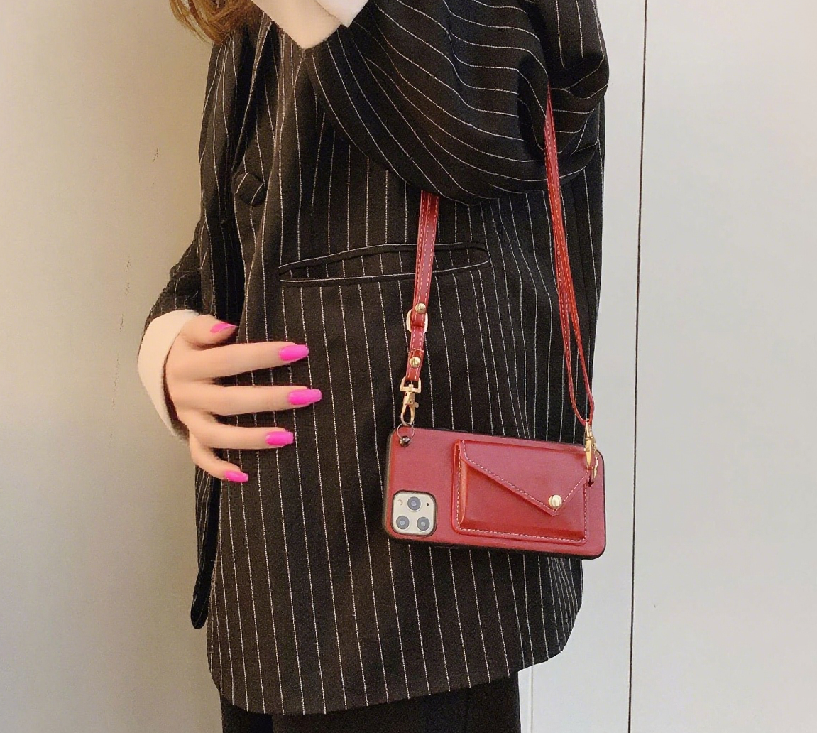 iPhone 17/16/15 iPhone Leather Case Wallet with Card Pocket and lanyard, Card Pouch, Multi-Slots Card Holder Pouch, Card Slots