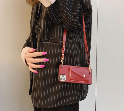 iPhone 17/16/15 iPhone Leather Case Wallet with Card Pocket and lanyard, Card Pouch, Multi-Slots Card Holder Pouch, Card Slots