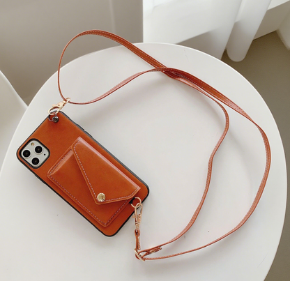 iPhone 17/16/15 iPhone Leather Case Wallet with Card Pocket and lanyard, Card Pouch, Multi-Slots Card Holder Pouch, Card Slots