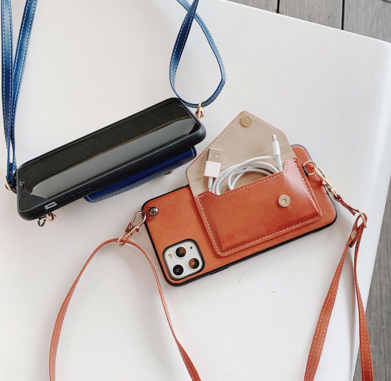 iPhone 17/16/15 iPhone Leather Case Wallet with Card Pocket and lanyard, Card Pouch, Multi-Slots Card Holder Pouch, Card Slots