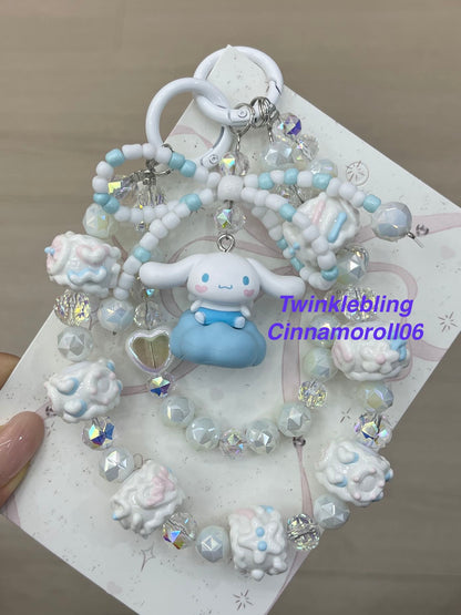 (Double Chain Kitty/Kuromi) Handmade Sanrio Hello Kitty & Kuromi Double Chain Phone/Bag Charm