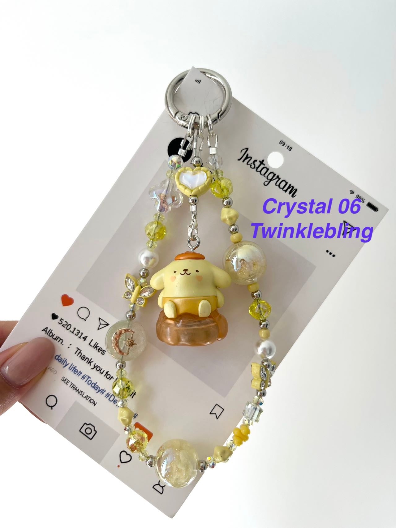 (Crystal Kitty+ Kuromi) Handmade Crystal Sanrio Hello Kitty & Kuromi Double Chain Phone/Bag Charm