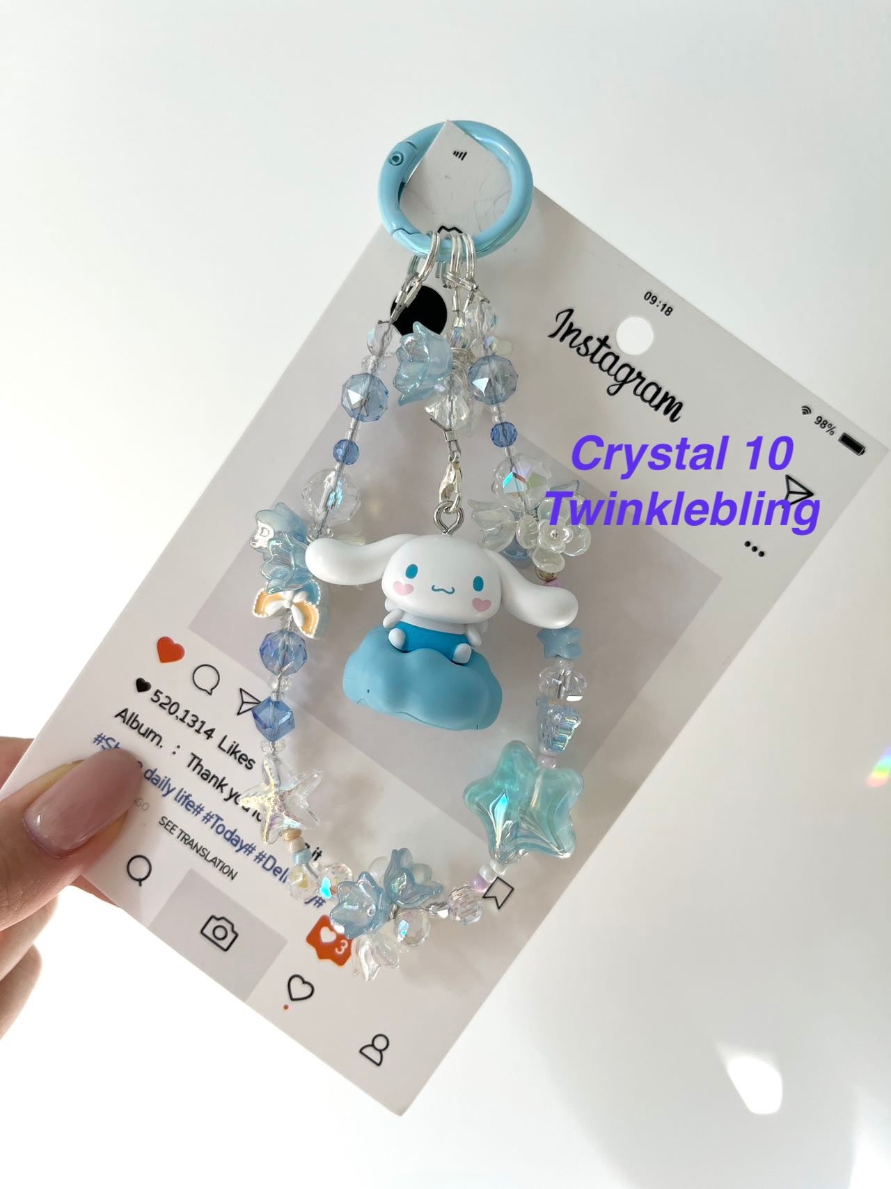 (Crystal Kitty+ Kuromi) Handmade Crystal Sanrio Hello Kitty & Kuromi Double Chain Phone/Bag Charm
