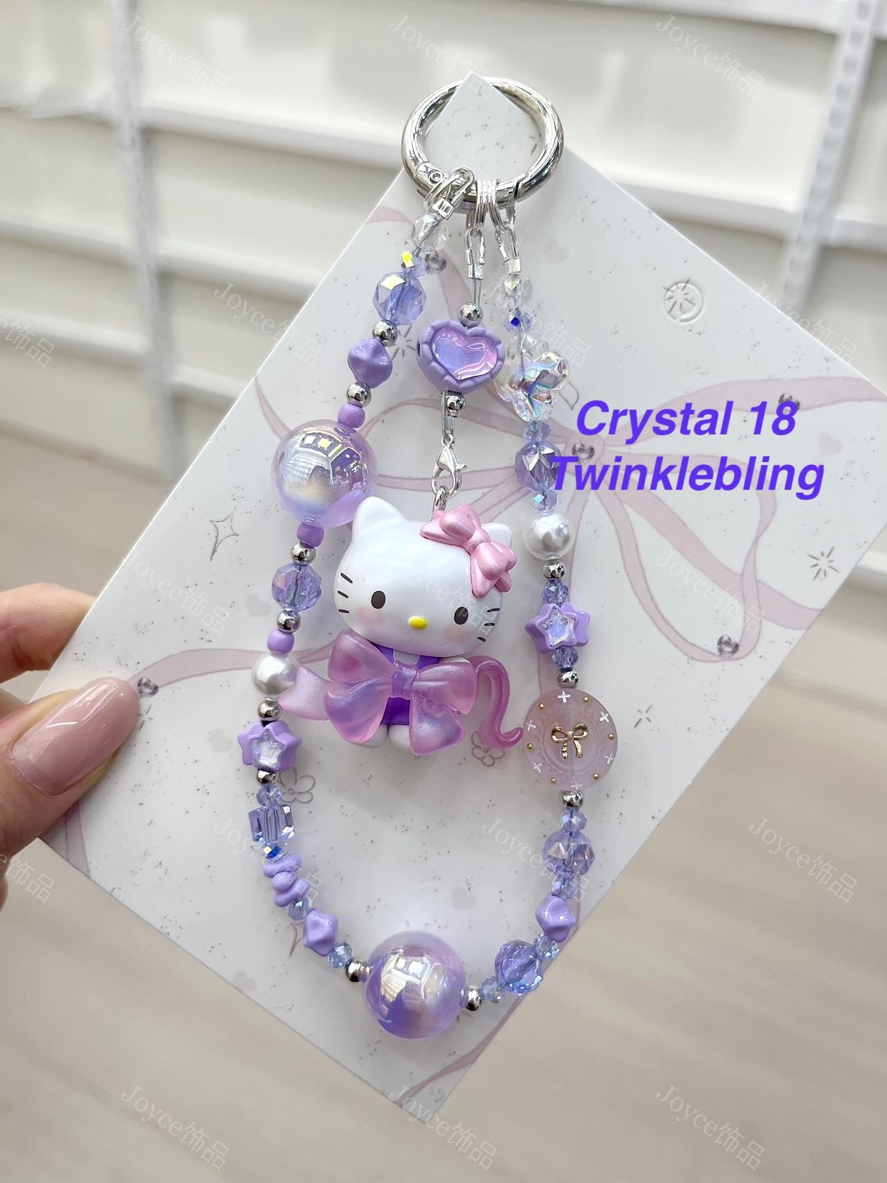 (Crystal Kitty+ Kuromi) Handmade Crystal Sanrio Hello Kitty & Kuromi Double Chain Phone/Bag Charm