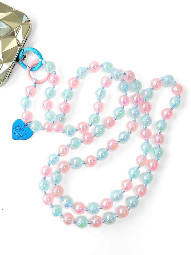 Pink Beaded Pearl Phone Strap, Trendy Phone Accessory With Heart Charm, Chic Pearl Phone Chain,cute Phone Accessory, Barbie-inspired Gift