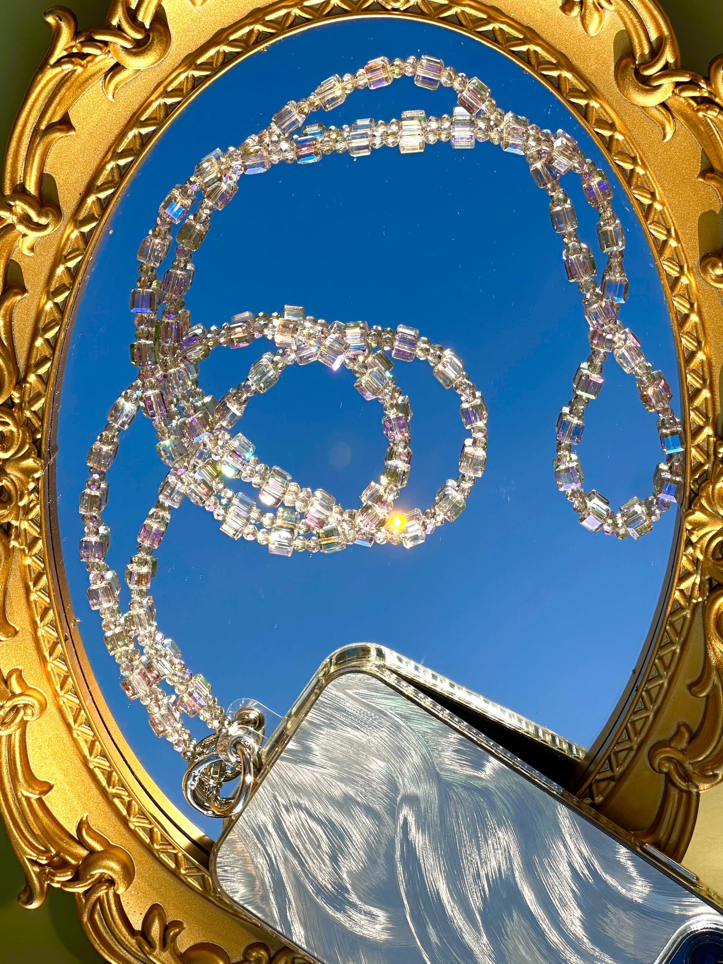 Crystal Beaded Cube Phone Lanyard - Purple, Pink, White Crystal Crossbody Phone Strap, Gift for Her, Beaded Phone Holder, Phone Accessory