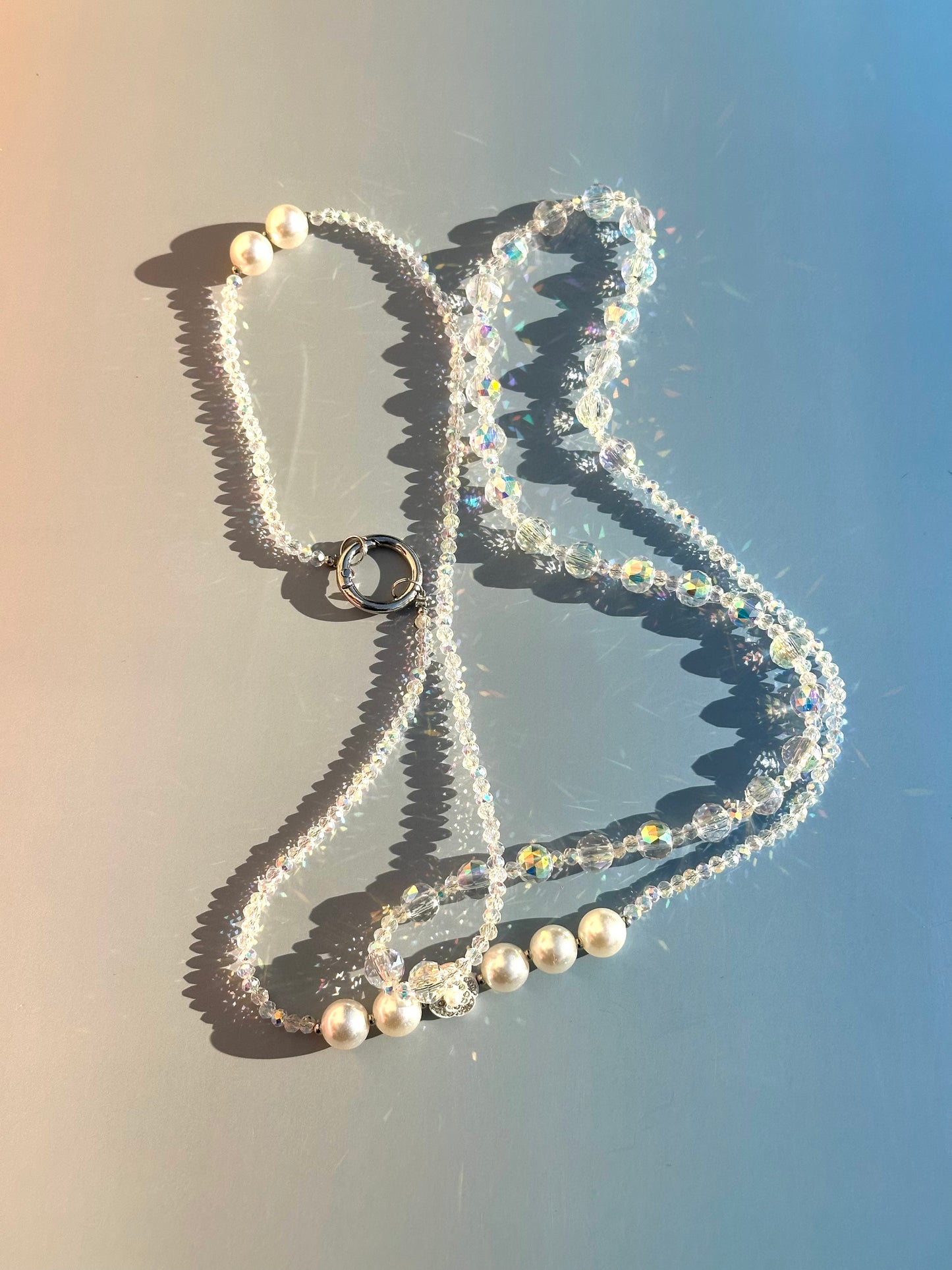 Handmade Crystal Beaded Wristlet Lanyard, Crystal Phone Charm