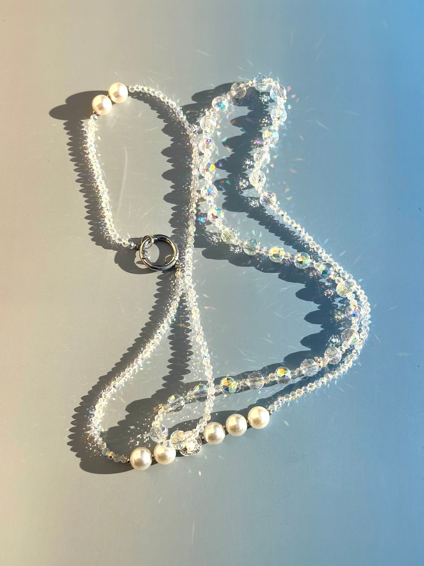 Handmade Crystal Beaded Wristlet Lanyard, Crystal Phone Charm