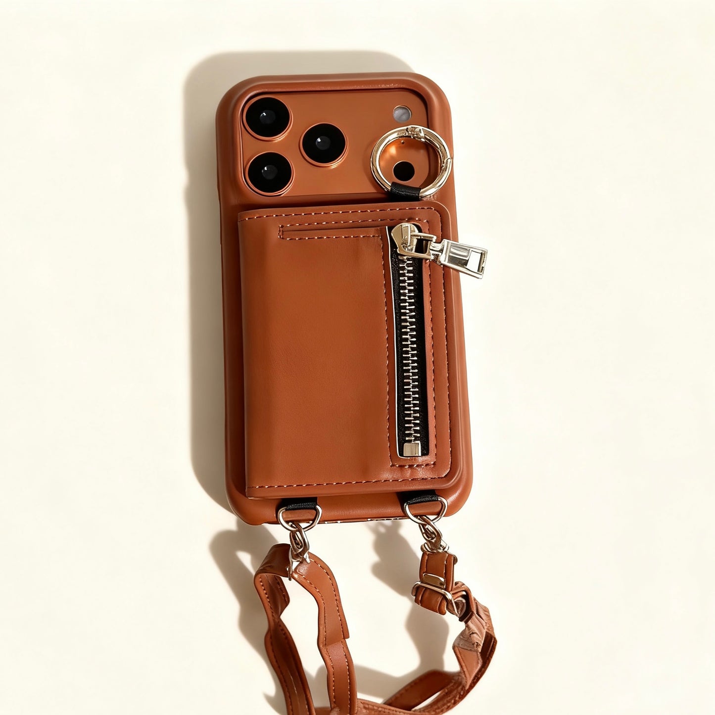 iPhone 17/16/15/14/13 Case Wallet, Luxury Leather Phone Purse With Card Slots, Lanyard Detachable Case