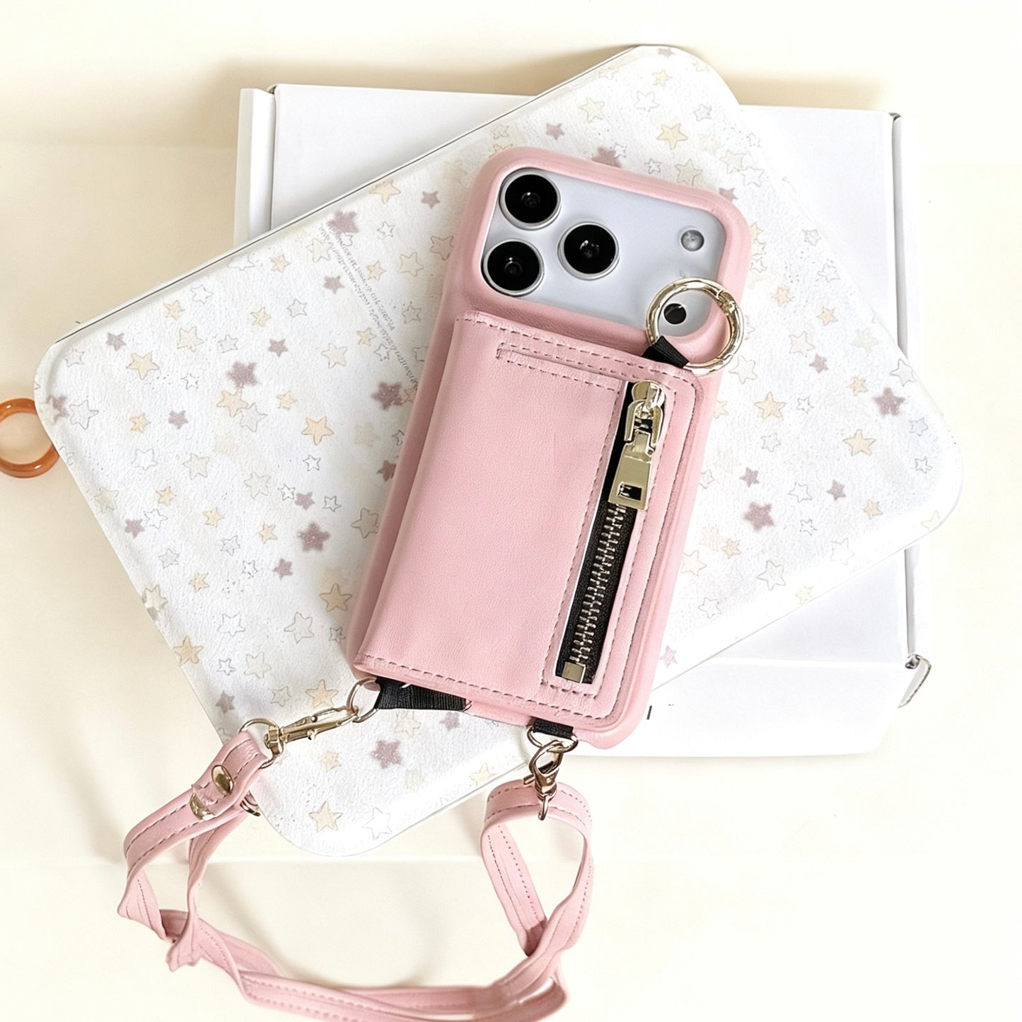 iPhone 17/16/15/14/13 Case Wallet, Luxury Leather Phone Purse With Card Slots, Lanyard Detachable Case