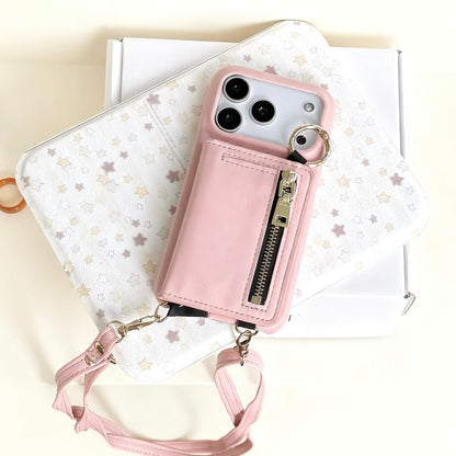 iPhone 17/16/15/14/13 Case Wallet, Luxury Leather Phone Purse With Card Slots, Lanyard Detachable Case