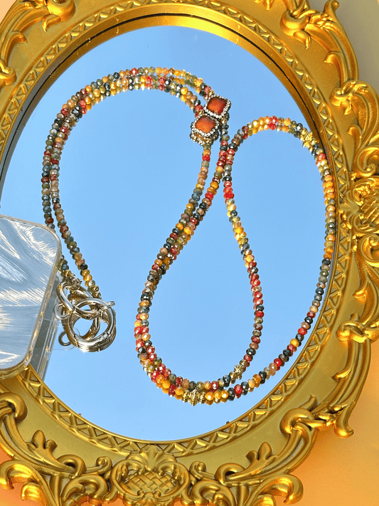 Boho Crystal Beaded Phone Lanyard Crossbody, Travel-friendly Anti-loss, Pearl Accent Handmade Lanyard for Daily Use, Beach Vacation, 47.2in