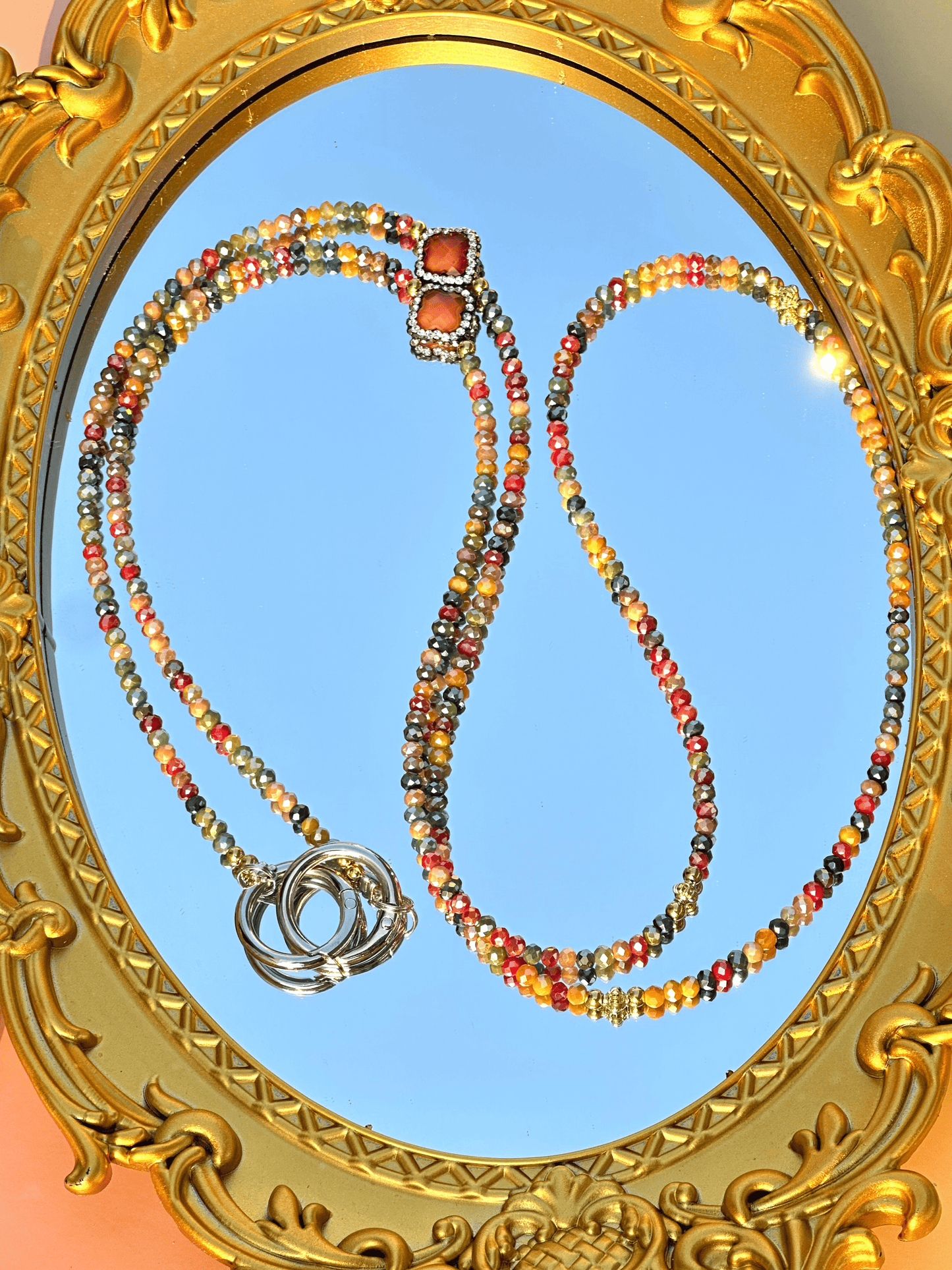 Boho Crystal Beaded Phone Lanyard Crossbody, Travel-friendly Anti-loss, Pearl Accent Handmade Lanyard for Daily Use, Beach Vacation, 47.2in