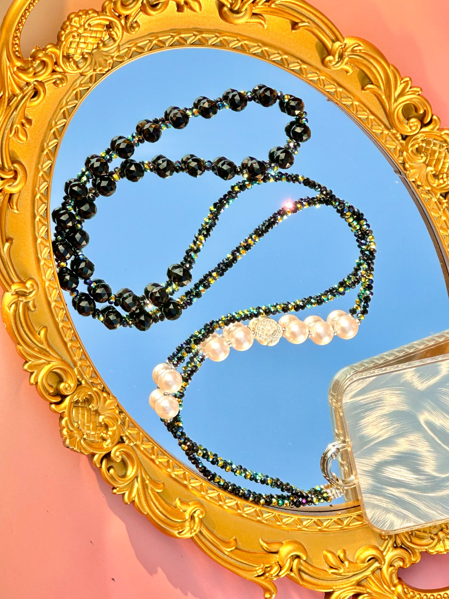 Handmade Crystal Beaded Wristlet Lanyard, Crystal Phone Charm