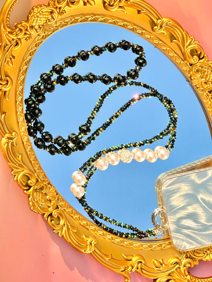 Handmade Crystal Beaded Wristlet Lanyard, Crystal Phone Charm