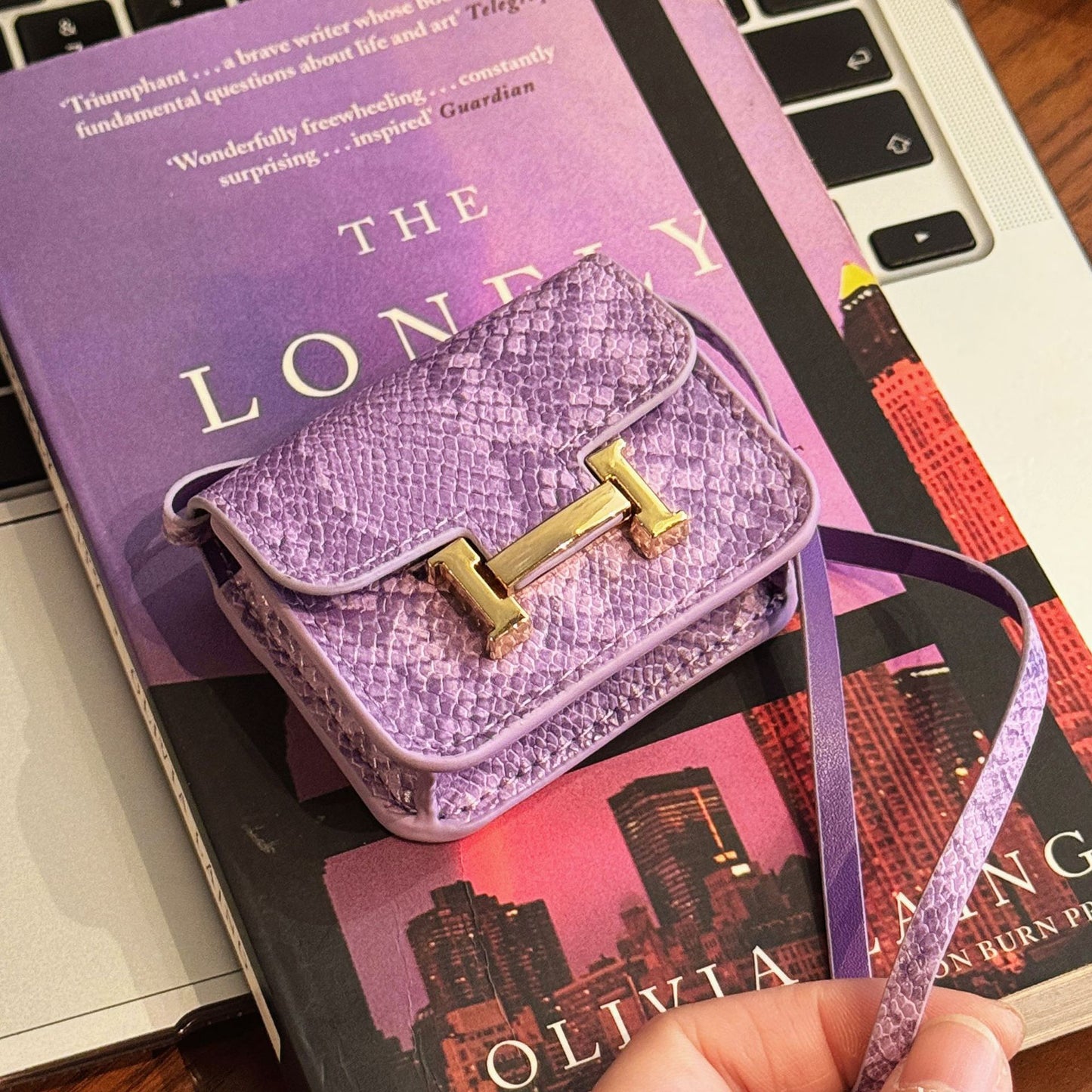 Luxury Snake Print AirPod Case with Crossbody Strap, Designer-Inspired AirPods Protective Cover Gift