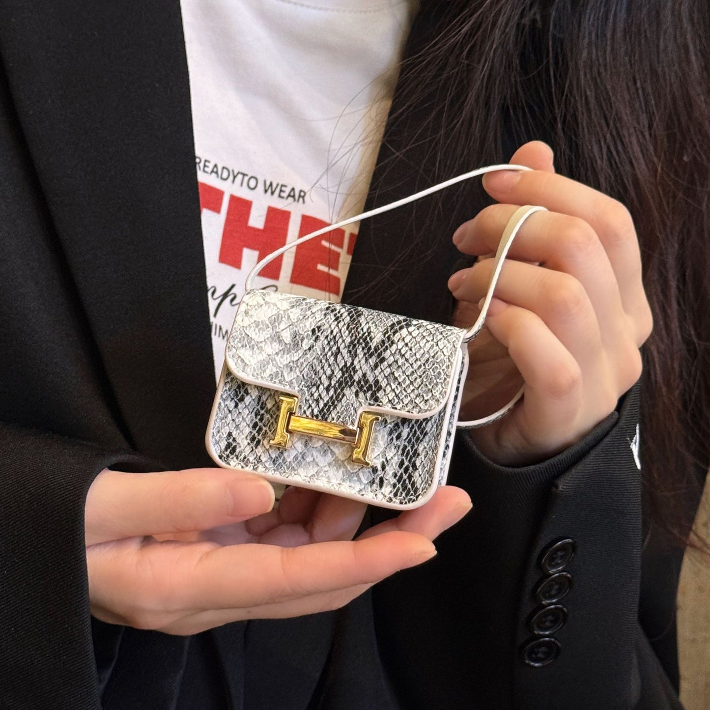 Luxury Snake Print AirPod Case with Crossbody Strap, Designer-Inspired AirPods Protective Cover Gift