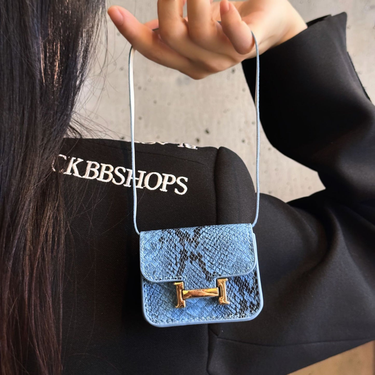 Luxury Snake Print AirPod Case with Crossbody Strap, Designer-Inspired AirPods Protective Cover Gift