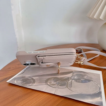 iPhone 17/16/15  Leather Phone Case Wallet with Mirror and Lanyard, Multi-Slots Card Holder Pouch, Card Slots