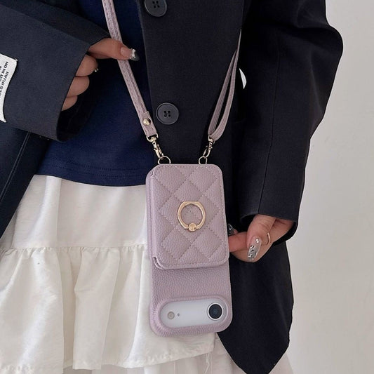 iPhone 17/16/15 Pro Max Leather Phone Case Wallet with Lanyard, Multi-Card Slots,High Quality Leather