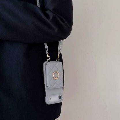 iPhone 17/16/15 Pro Max Leather Phone Case Wallet with Lanyard, Multi-Card Slots,High Quality Leather