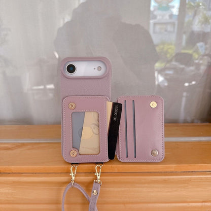 iPhone 17/16/15 Pro Max Leather Phone Case Wallet with Lanyard, Multi-Card Slots,High Quality Leather