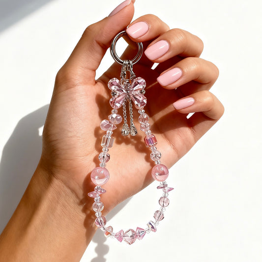 Handmade Crystal Beaded Phone Wristlet Bow, Bag Charm, Bling Crystal