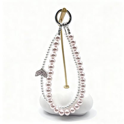 Handmade Crystal Pearl Beaded Phone Wristlet Bow, Bag Charm, Bling Crystal