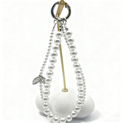 Handmade Crystal Pearl Beaded Phone Wristlet Bow, Bag Charm, Bling Crystal